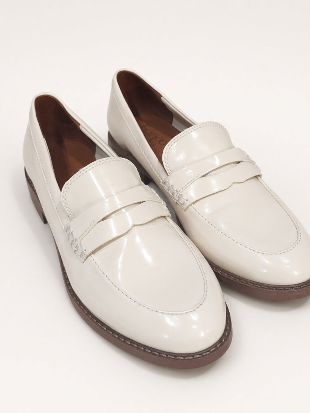 Franco Sarto Alora Ivory Patent Penny Loafers 8.5
